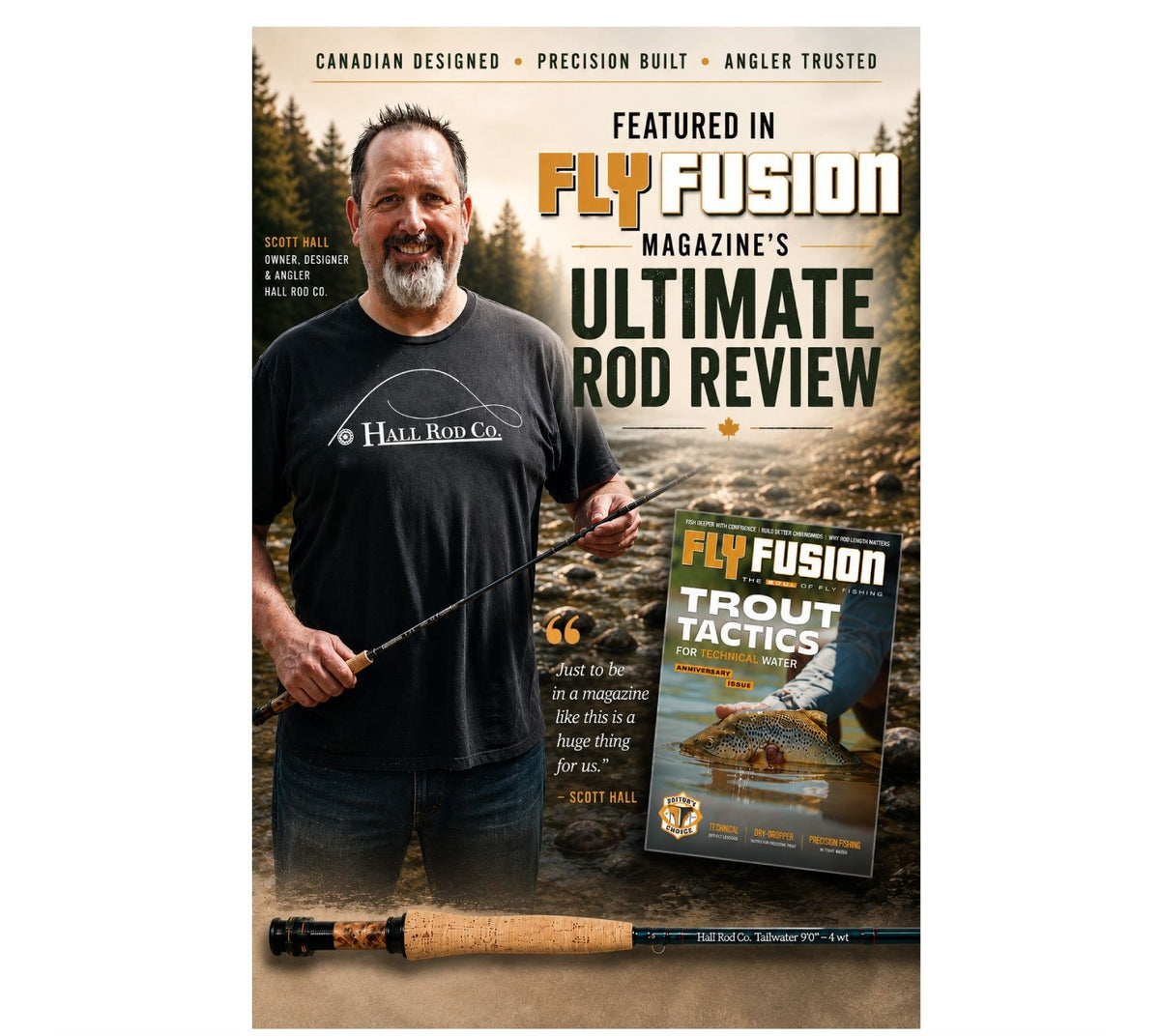 Scott Hall, owner of Hall Rod Company, featured in Fly Fusion magazine's Ultimate Rod Review
